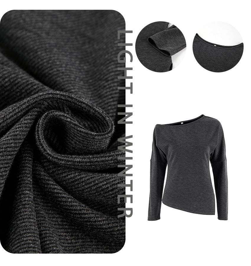 Dame Off-Shoulder Top med asymmetrisk snit og lang ærme Stilla