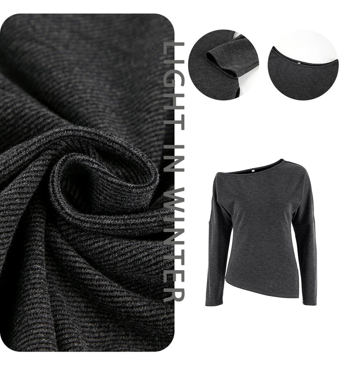 Dame Off-Shoulder Top med asymmetrisk snit og lang ærme Stilla