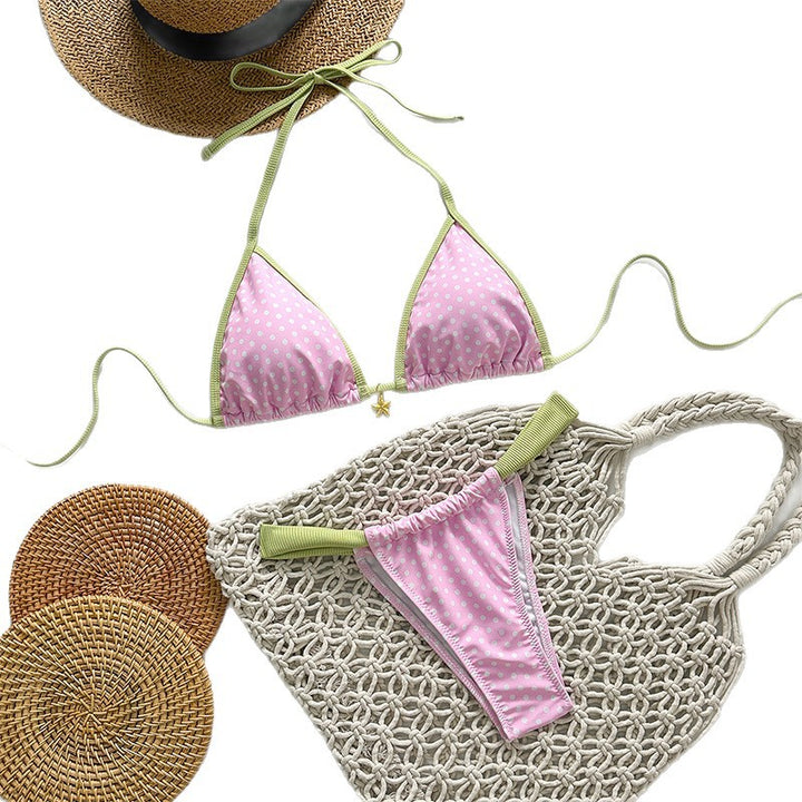Dame triangel-bikini med stilfulde prikmønster Skovae