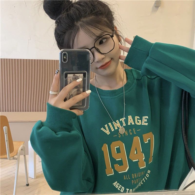 Dame Casual Oversized Sweatshirt med Vintage Print Skovae
