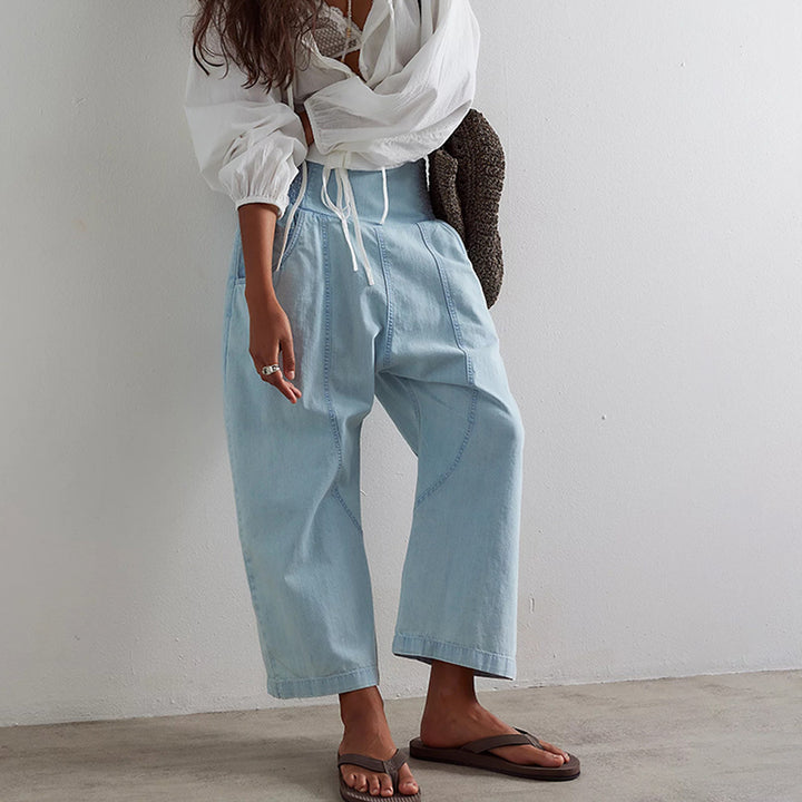 Damer casual Loose-Fit jeans med elastisk talje og rummelige lommer Stilla