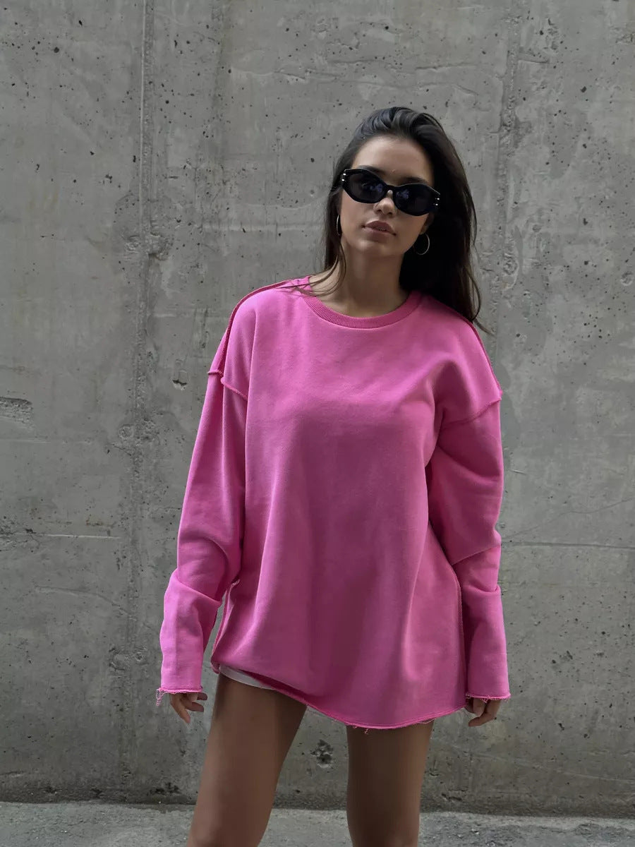 Kvinders afslappede oversized sweater med bred pasform og struktureret stof Skovae
