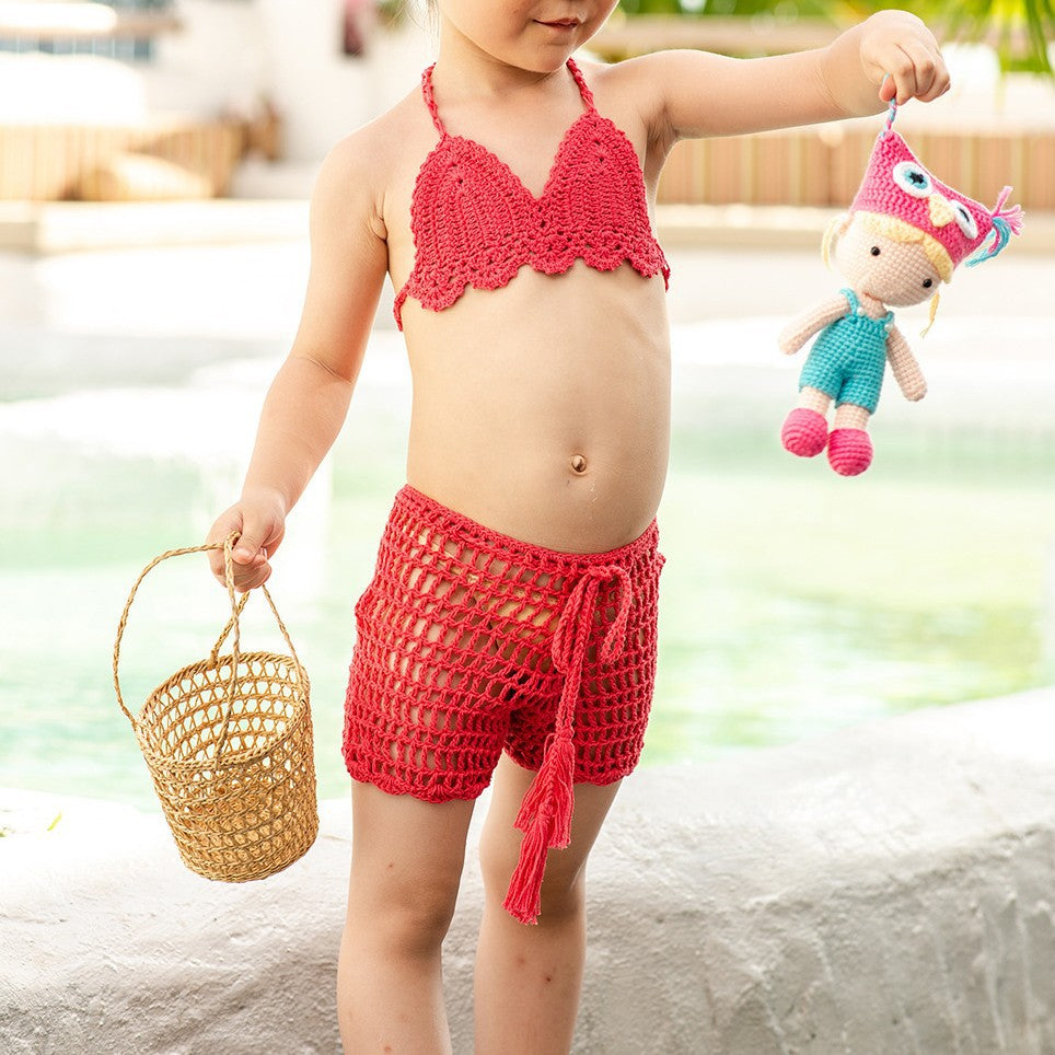 Dame Hæklet Bikini-Sæt med frynsedetalje og vendbart design Stilla