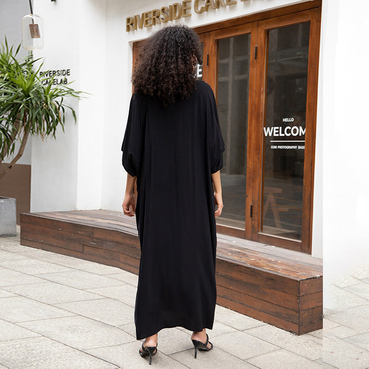 Dame Kaftan med detaljeret blomsterstikdesign Stilla