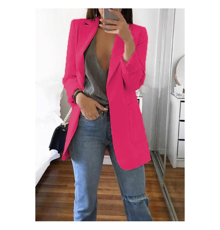 Dame elegant blazer med tætsiddende snit og praktiske lommer Skovae