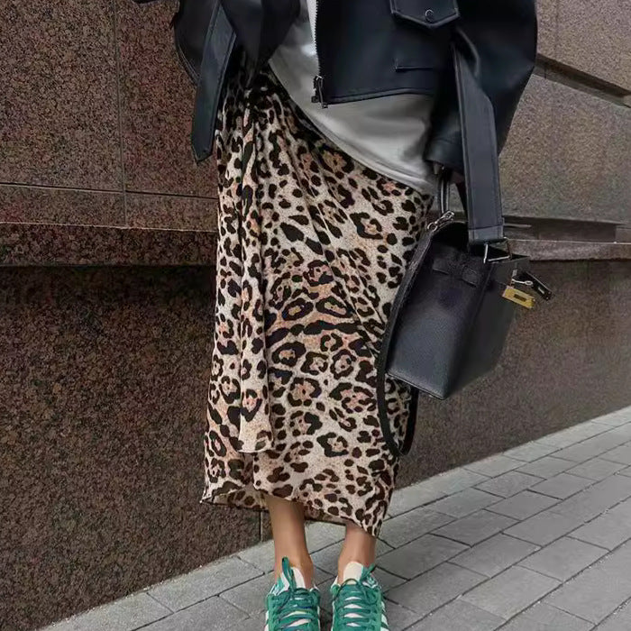 Dame Maxiskørt med spændende leopardmønster og flydende fald Stilla