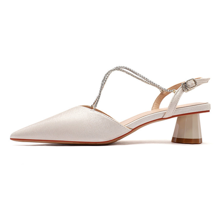 Dame Slingback spids hæle med stilfuld transparent blokhæle Stilla