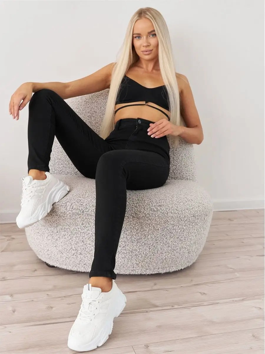Dame High-Waist Jeans i klassisk snit med formende pasform Stilla