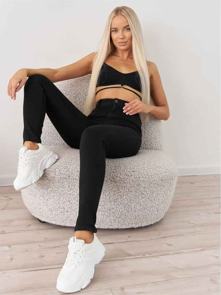 Dame High-Waist Jeans i klassisk snit med formende pasform Stilla