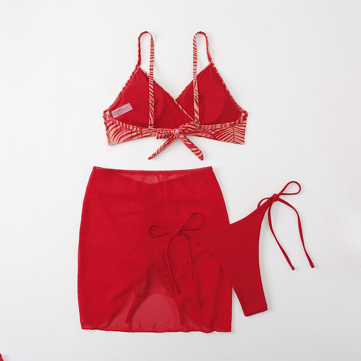 Dame bikini-sæt med justerbare stropper og gennemsigtig nederdel Skovae