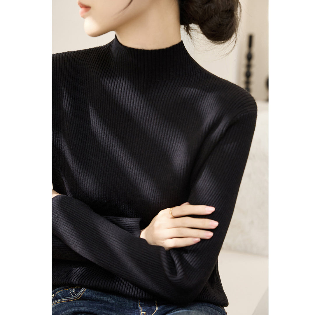 Damerne fashionable turtleneck sweater med tekstureret ribdesign og kontrasterende ærmer Stilla