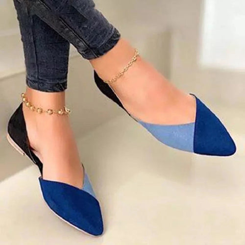 Dame Ballerinas med moderigtige farveblok-design og spids tåområde Stilla