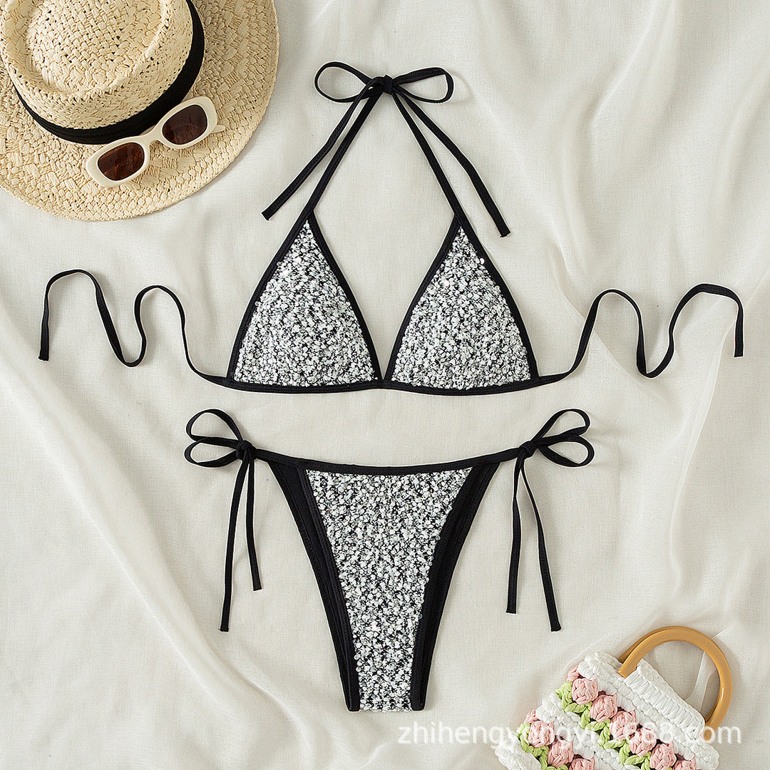 Damer Triangel-Bikini med glitrende detalje Skovae