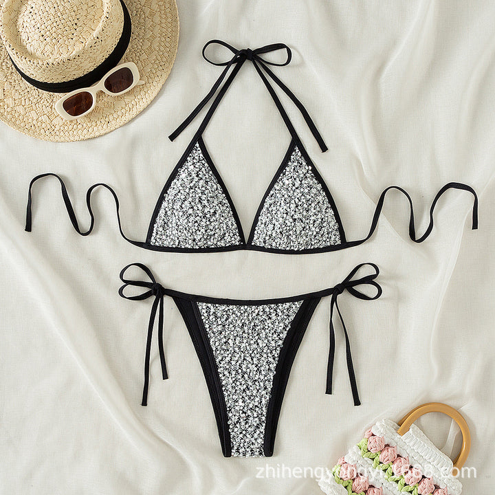 Damer Triangel-Bikini med glitrende detalje Skovae