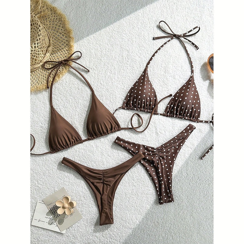 Dame Triangel-Bikini-sæt med raffinerede detaljer Skovae