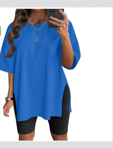 Dame Oversized T-shirt med sideslids Stilla