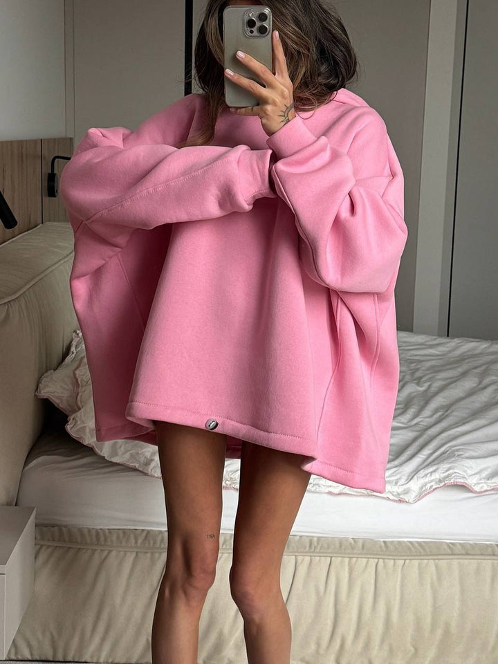 Kvinder oversized hoodie med brede ærmer og ribbet kant Skovae