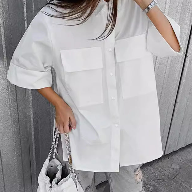 Dame Oversized Skjorte med praktiske lommer og elegant snit Stilla