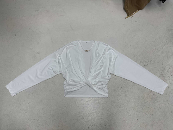 Damer casual longsleeve top med elegant knude detaljer Skovae