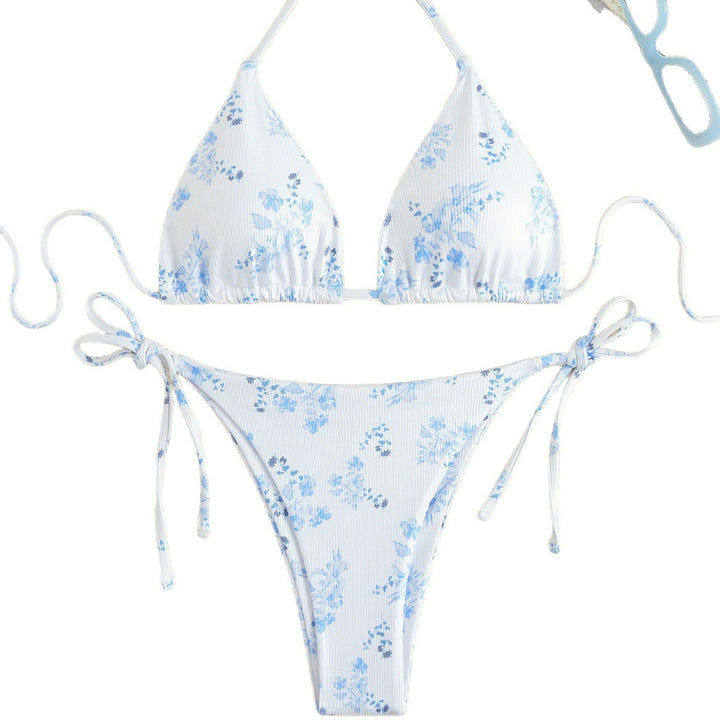 Dame Triangel-Bikini med filigranmønster af blomster Skovae