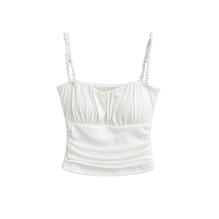 Dame Sporty Crop-Top med rynket detalje og justerbare spaghetti stropper Stilla