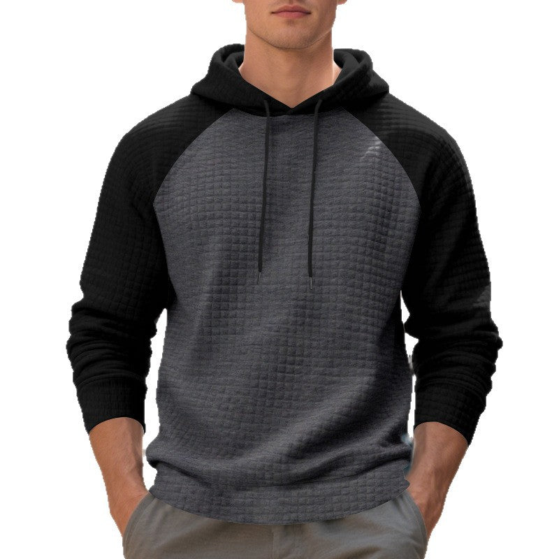 Herre nan quilted hoodie med raglanærmer og snoretræk Skovae