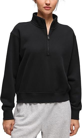 Dame sporty fleece pullover med ståkrave Stilla