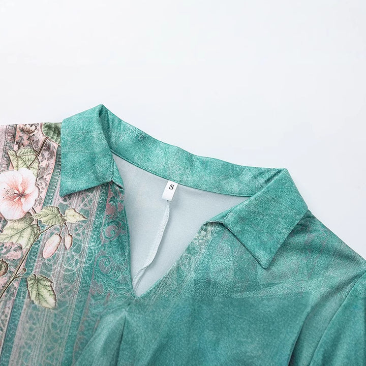 Dame Elegant polokjole med blomstertryk Stilla