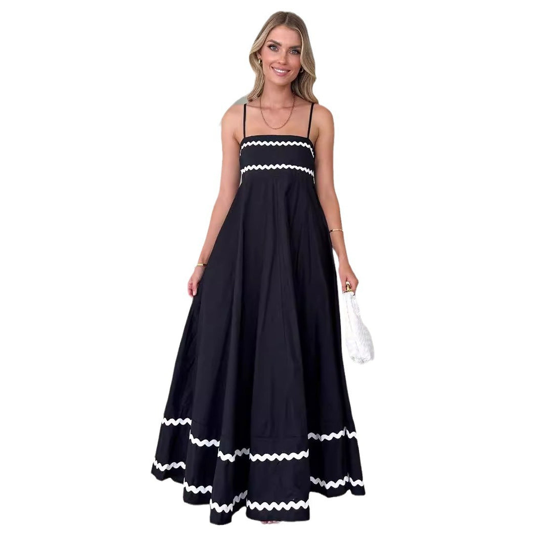 Damen sommer maxi kjole i elegant A-linie snit med sofistikerede dekorative detaljer Stilla