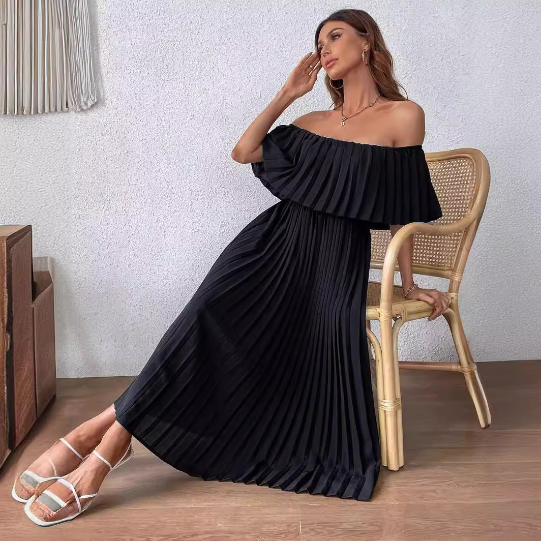 Dame Off-Shoulder Maxikjole med elegant fold Stilla