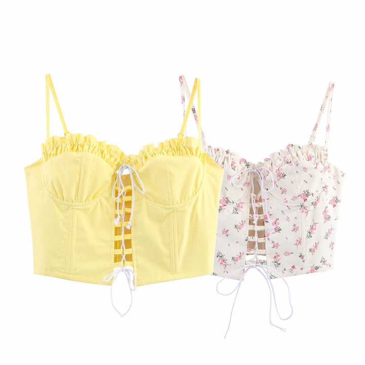 Femme Floral Print Prikket Bustier Top Stilla
