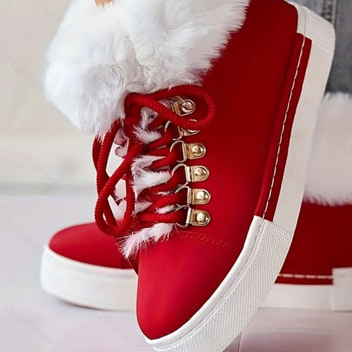 Dame Sneaker-Boots med hyggelig kunstpelskrave og trendy snørredetaljer Stilla