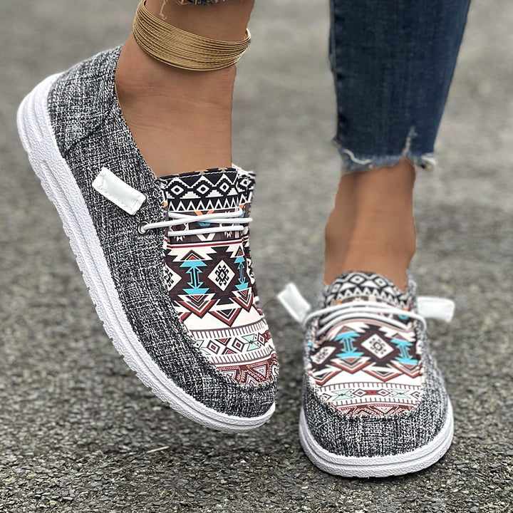 Dame Fritids Slip-On Sneakers med trendy Ethno-mønster Stilla