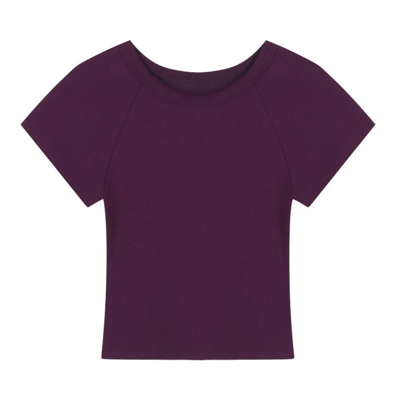 Dame cropped T-shirt med fashionable rund hals og afslappet design