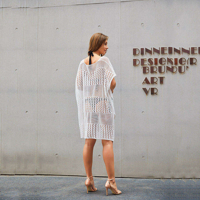 Dame Net-Strandponcho med elegant snit og luftigt design Stilla