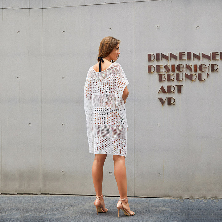 Dame Net-Strandponcho med elegant snit og luftigt design Stilla