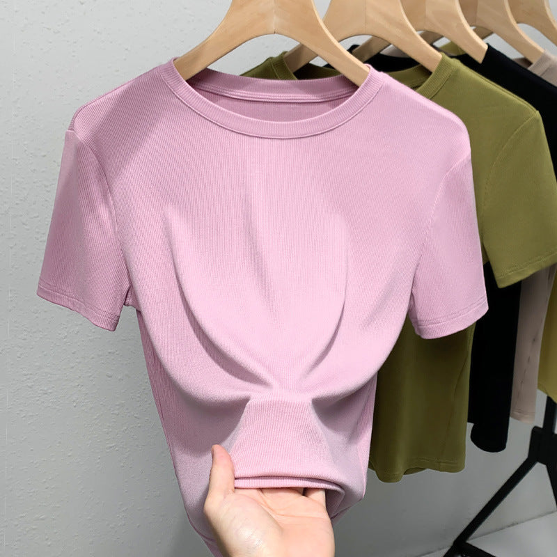 Dame Basic T-Shirt lavet af kvalitets ribmateriale med figursyget snit Stilla