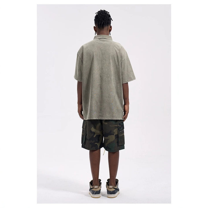 Herren nan Cargo Shorts i camouflage ripstop med elastisk liv, snortræk og lynlåslommer Skovae