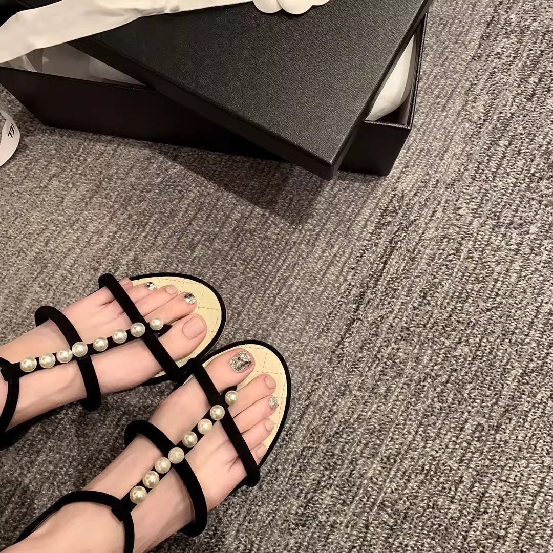 Dame-Pearl-Accent Slingback Sandaler Stilla
