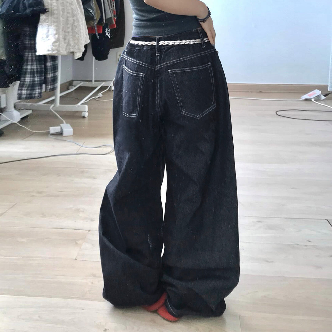 Dame Wide Jeans med elegante kunstværker Skovae