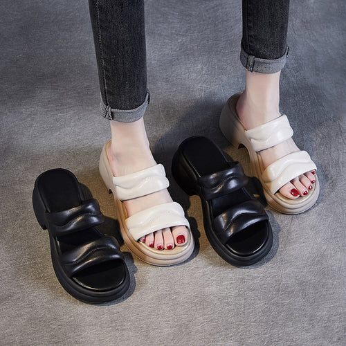 Dame Chunky Plateau Slide Sandaler med Polstring og stilfulde Remme Stilla