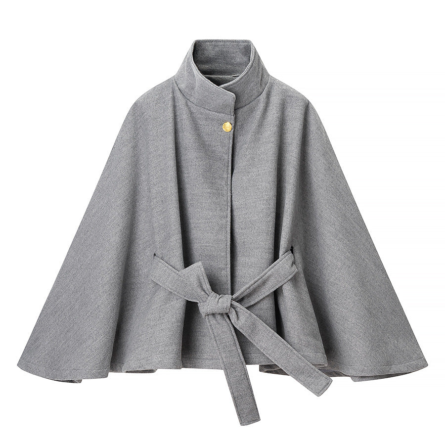 Dame elegant cape jakke med justerbart bælte Stilla