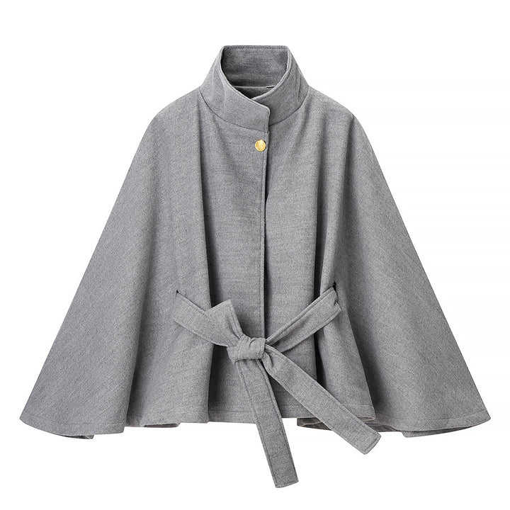 Dame elegant cape jakke med justerbart bælte Stilla