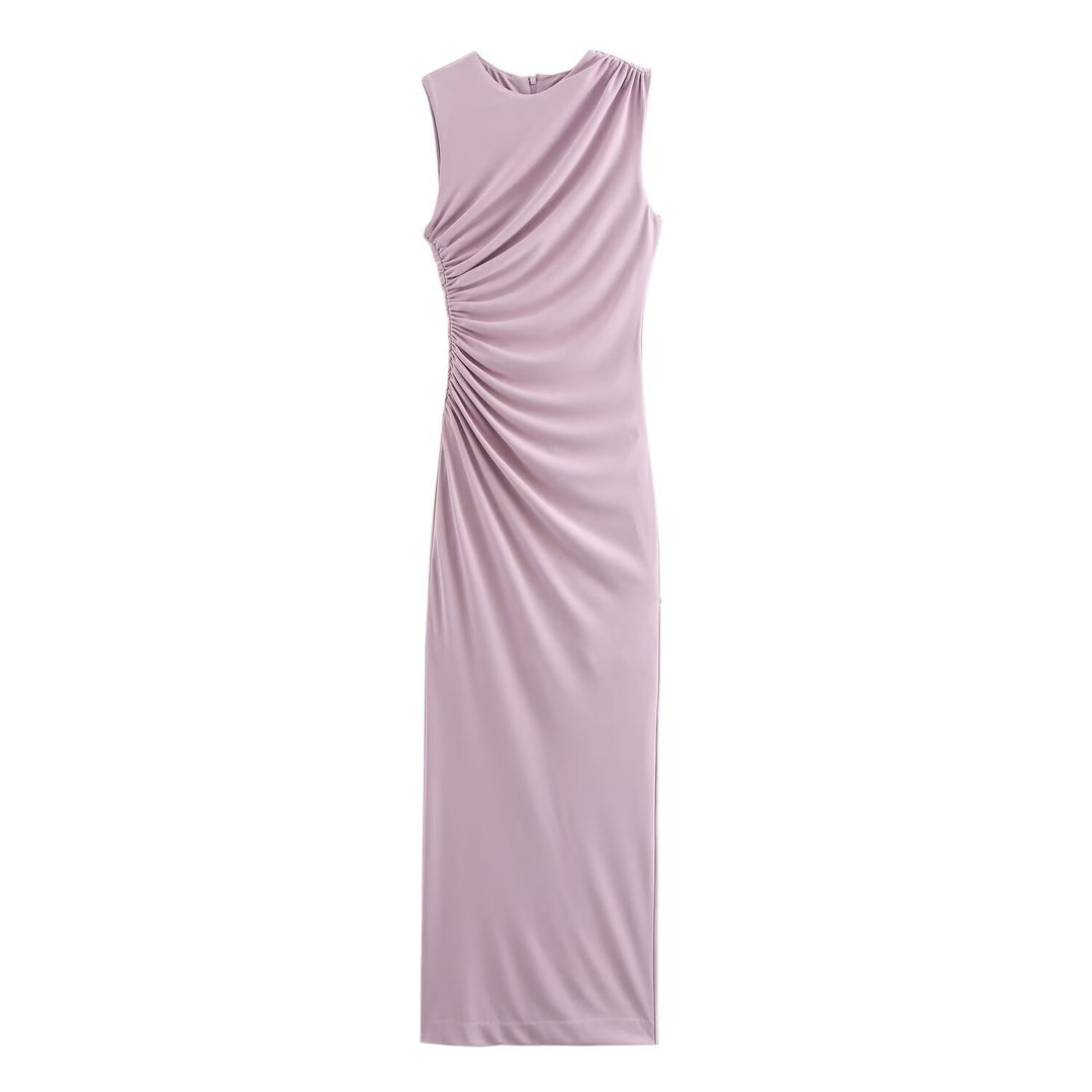 Dame elegant maxikjole med raffinerede draperinger Skovae