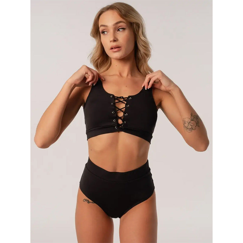 Dame Crop-Top Bikinisæt med raffineret snørering Stilla