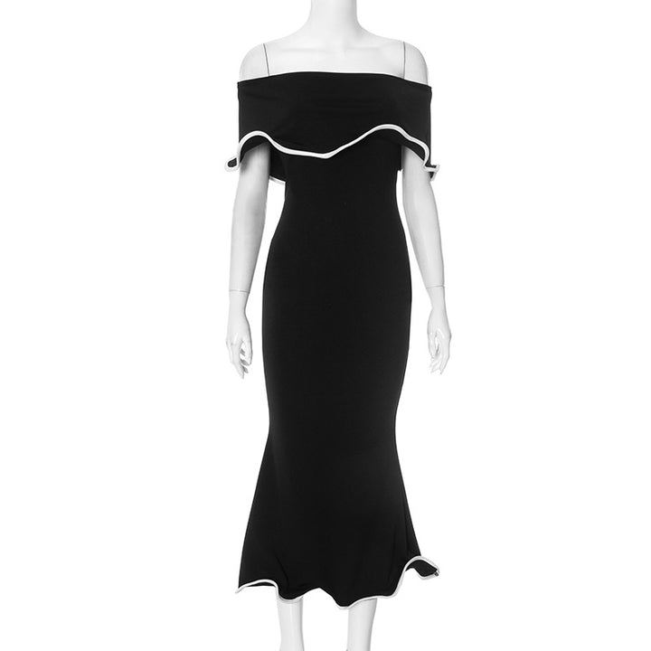 Femme Off-Shoulder Rüschentaschen Maxi Kjole Stilla