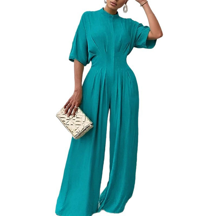 Kvinders elegante jumpsuit med bred ben og krave Stilla