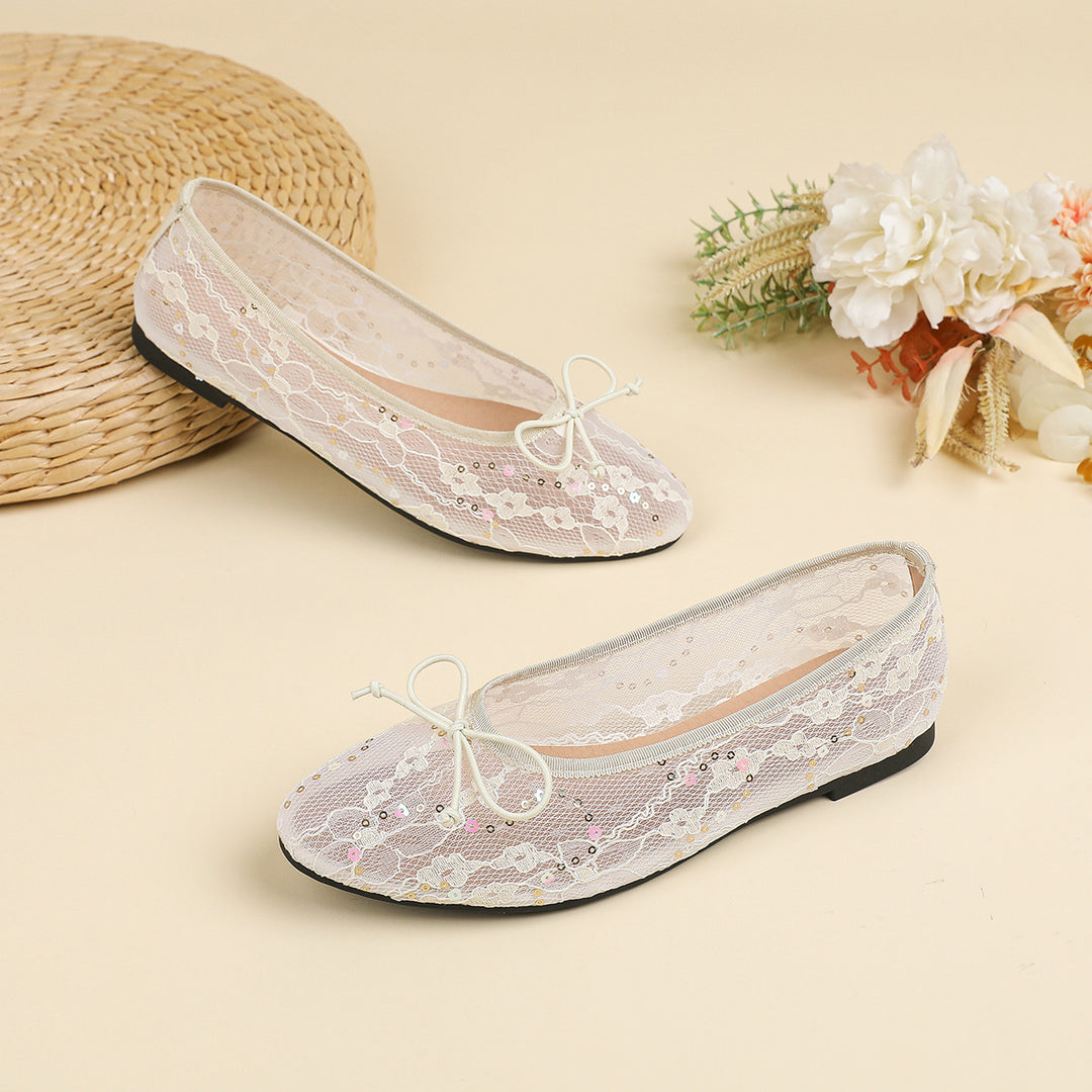 Dame Ballerinas i sart blonde med glimmerdetaljer Stilla