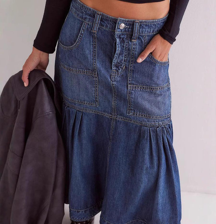 Dame jeansnederdel i boho-stil fra Stilla