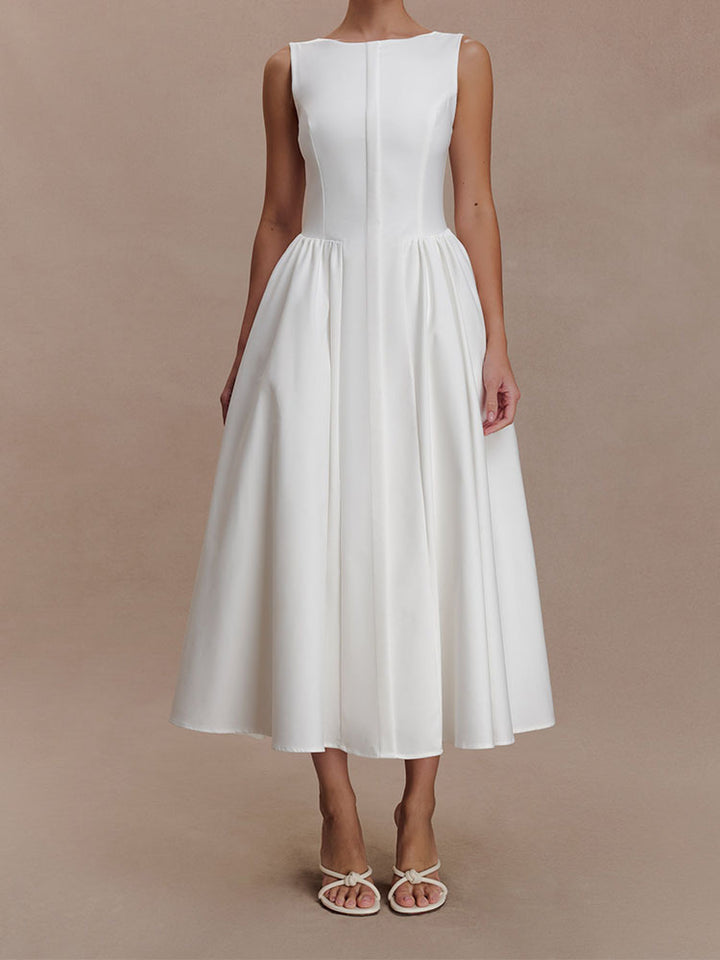Dame Elegant Midikjole med feminine A-formet nederdel Skovae